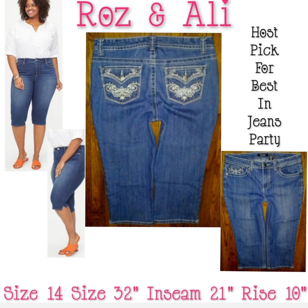 Roz & Ali Jeans Skinny Leg Crop Mid Rise Size 14